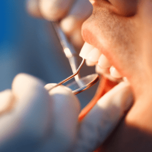 Close-up of dental crown procedure for teeth